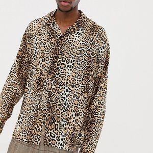 COLLUSION Digital Print Leopard/Cheetah mens Shirt